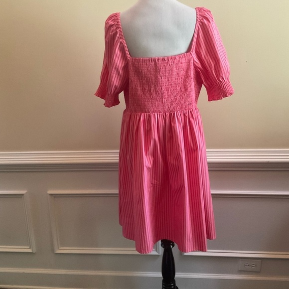 DRAPER JAMES Cam Smocked Dress In Pink Stripe Square Neckline Stretchy Size 2X - Picture 3 of 7